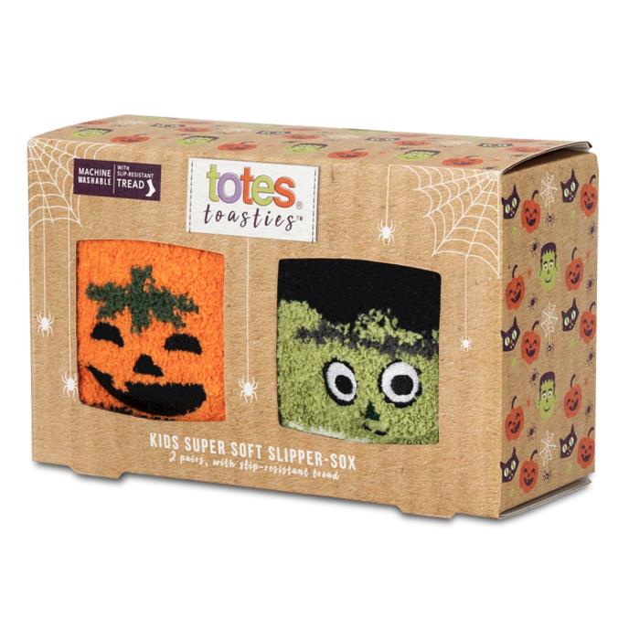 totes toasties® Kids Super Soft Slipper Socks (Twin Pack) Monster / Pumpkin Extra Image 1